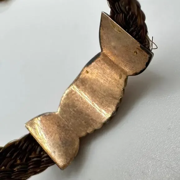 Antique Victorian 1870s solid 10kt gold Fede clasped hands woven hair ring 11.5 - Picture 6 of 8